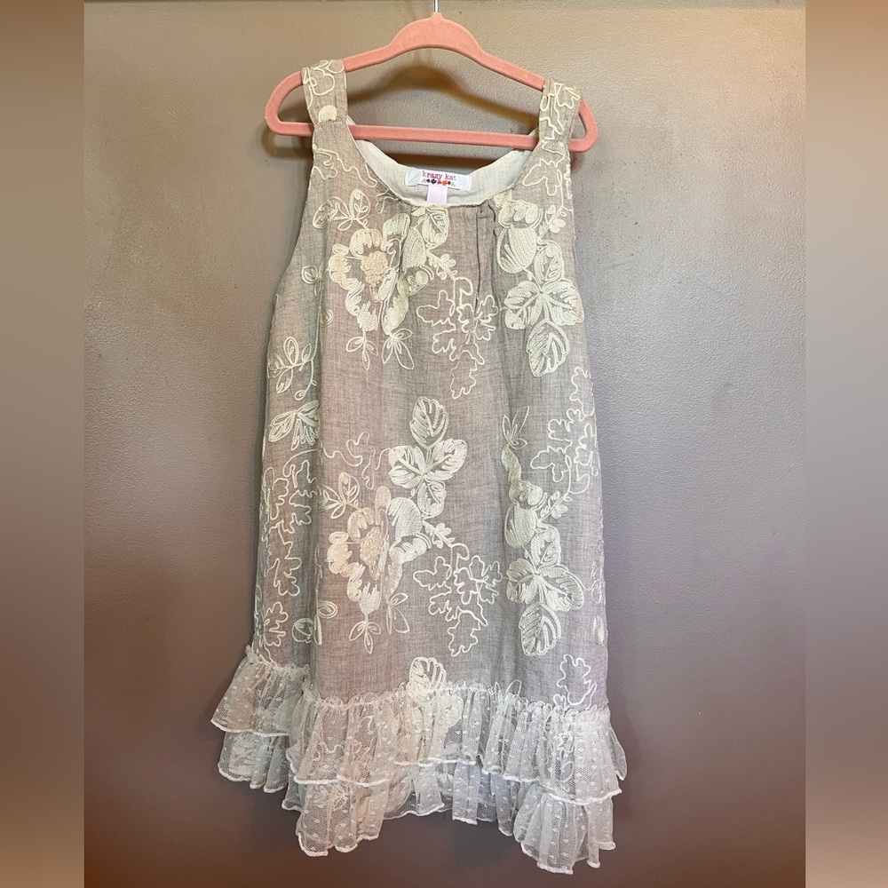 Taupe & ivory boho dress